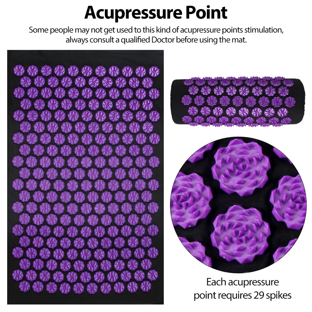 Acupressure Yoga Mat & Pillow Set – Full Body Spike Massage for Pain Relief & Relaxation