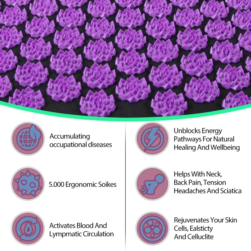 Acupressure Yoga Mat & Pillow Set – Full Body Spike Massage for Pain Relief & Relaxation