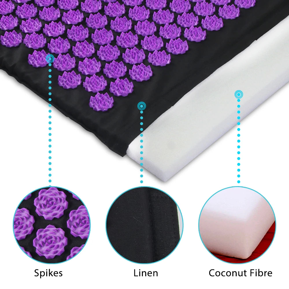 Acupressure Yoga Mat & Pillow Set – Full Body Spike Massage for Pain Relief & Relaxation