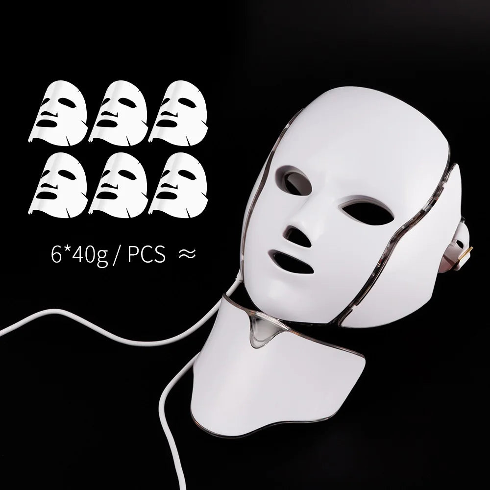 Foreverlily 7-Color LED Facial & Neck Mask – Skin Rejuvenation & Acne Therapy