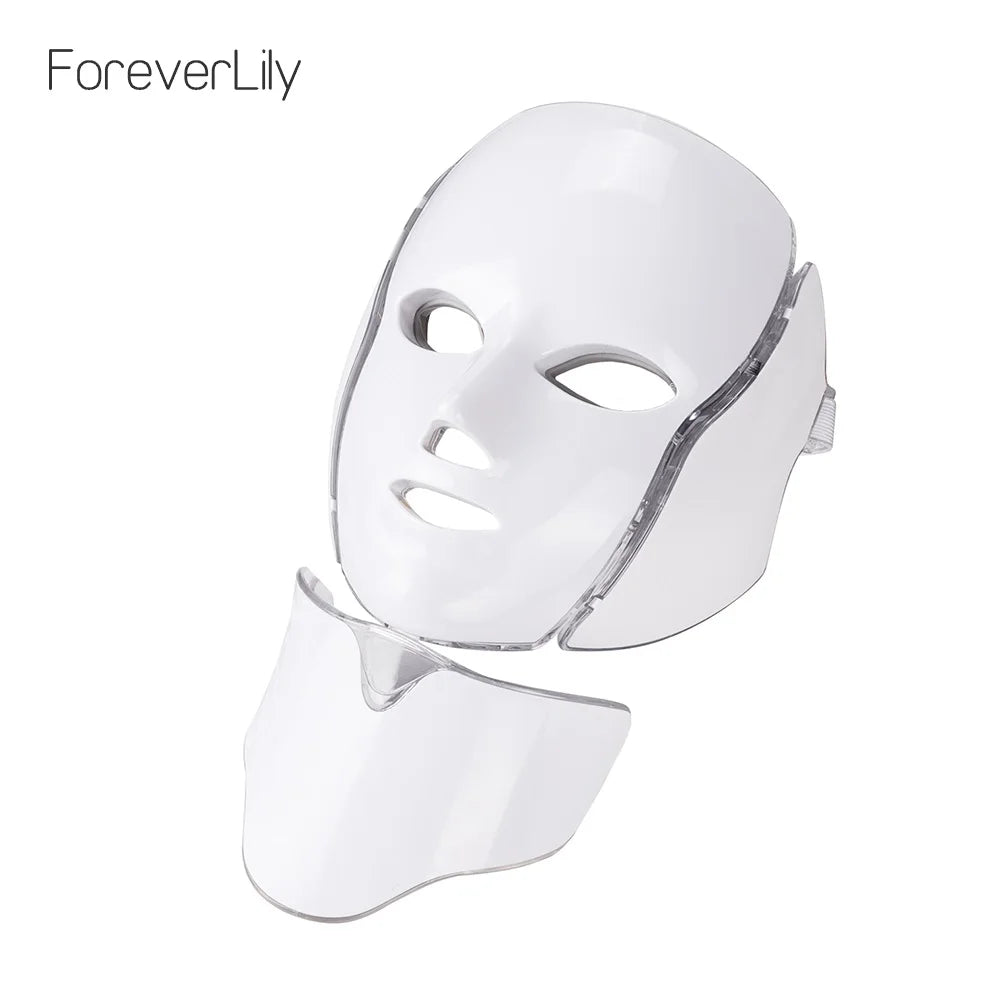 Foreverlily 7-Color LED Facial & Neck Mask – Skin Rejuvenation & Acne Therapy