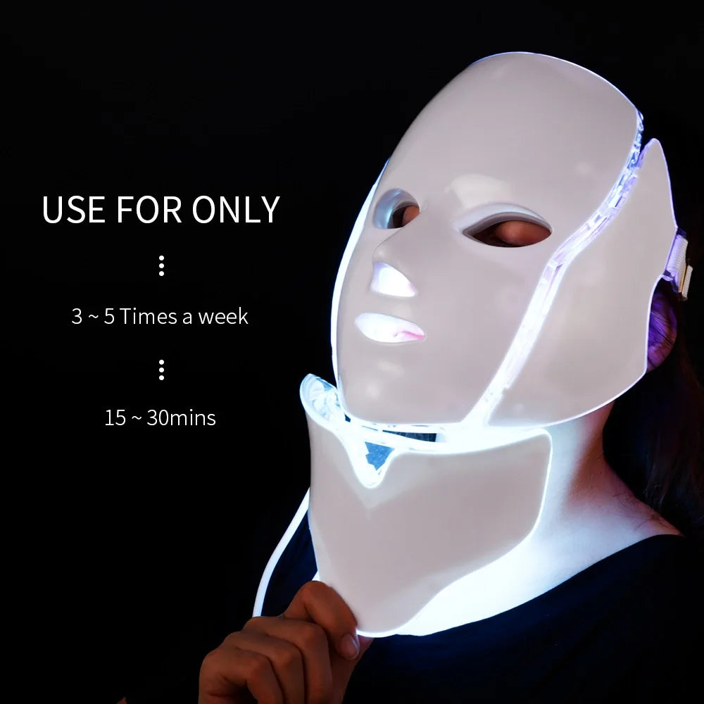 Foreverlily 7-Color LED Facial & Neck Mask – Skin Rejuvenation & Acne Therapy