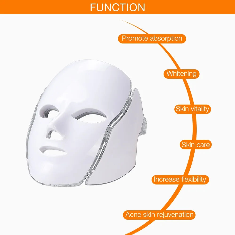 Foreverlily 7-Color LED Facial & Neck Mask – Skin Rejuvenation & Acne Therapy