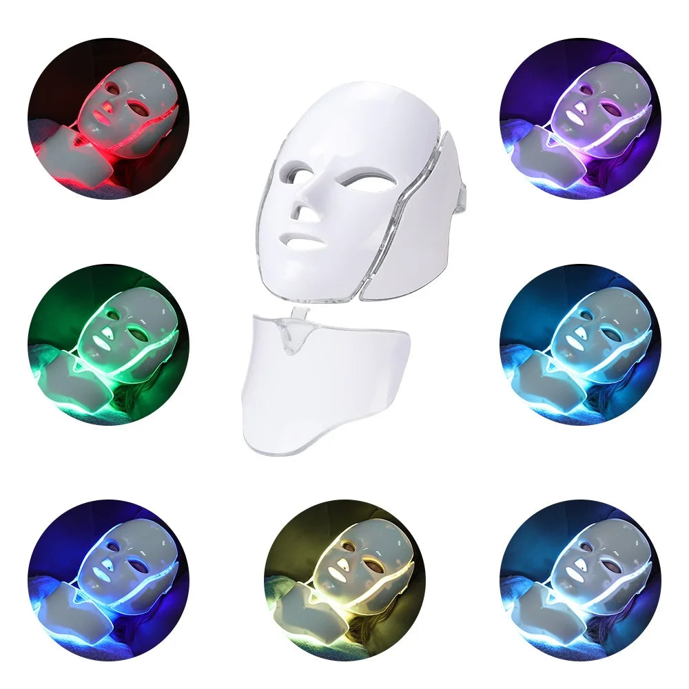 Foreverlily 7-Color LED Facial & Neck Mask – Skin Rejuvenation & Acne Therapy