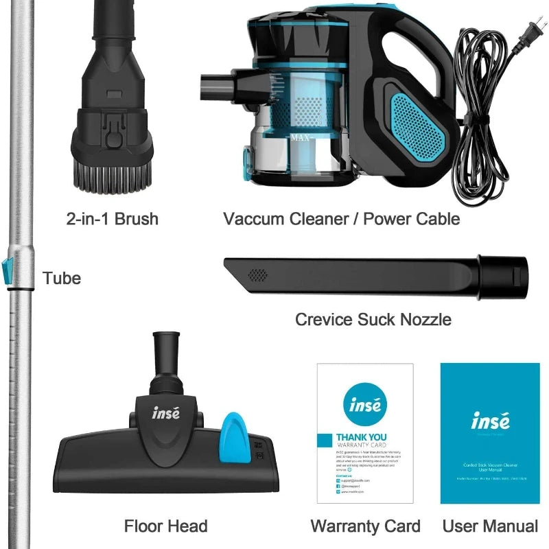 INSE I5 Corded Stick Vacuum – 18KPa Powerful Suction for Home & Pet Hair