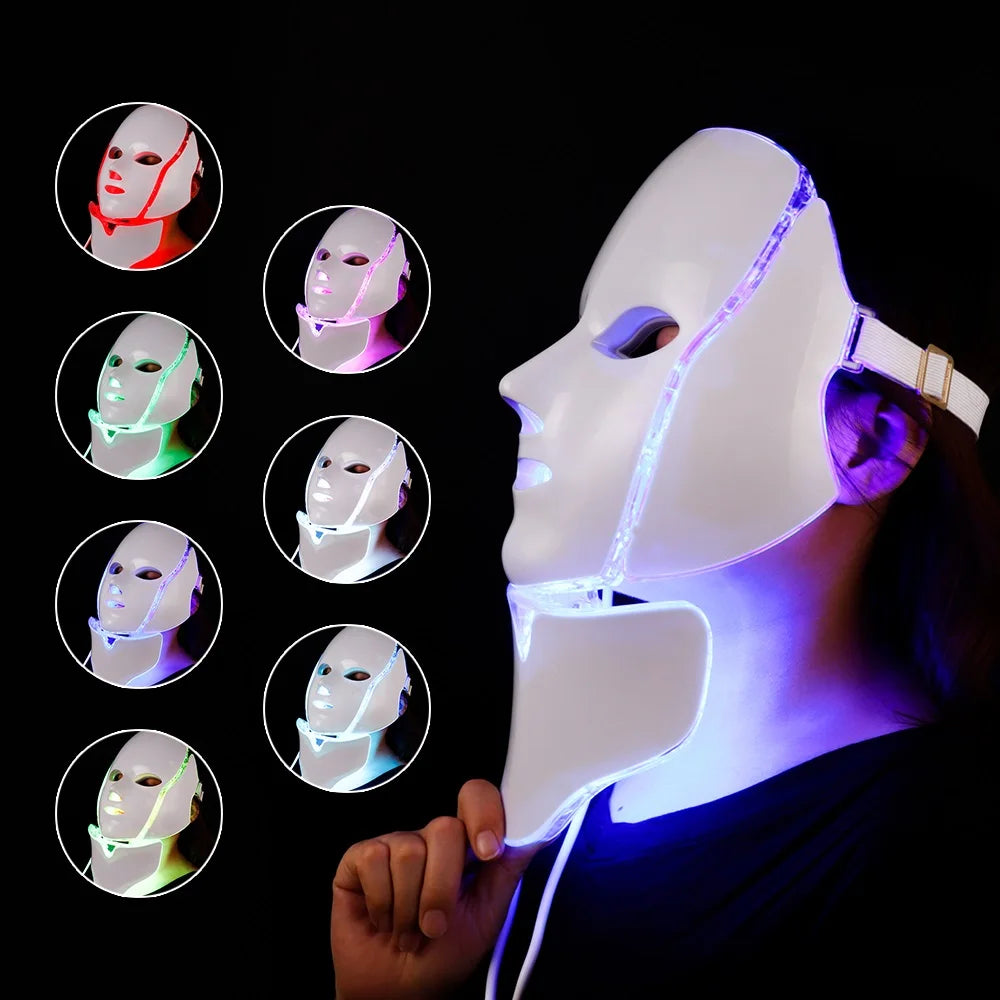 Foreverlily 7-Color LED Facial & Neck Mask – Skin Rejuvenation & Acne Therapy