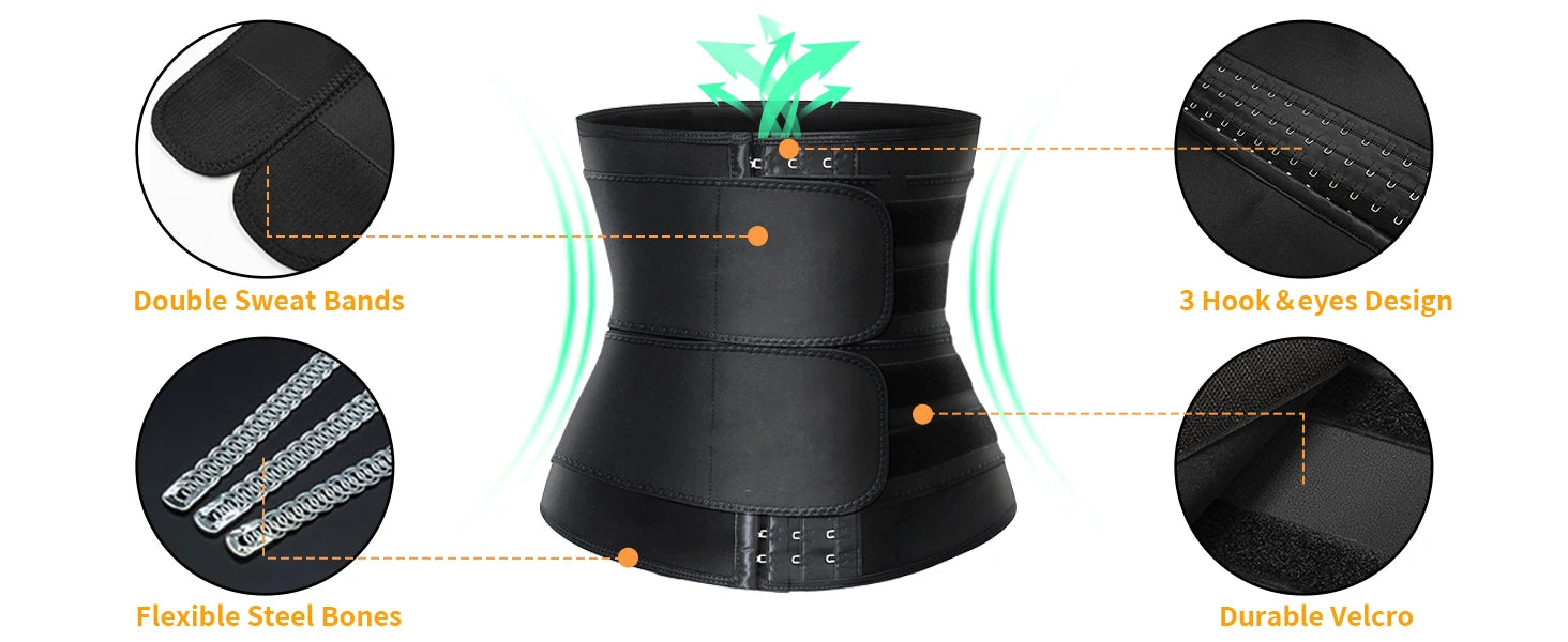 Neoprene Waist Trainer Belt – Tummy Control Sweat Cincher for Workout
