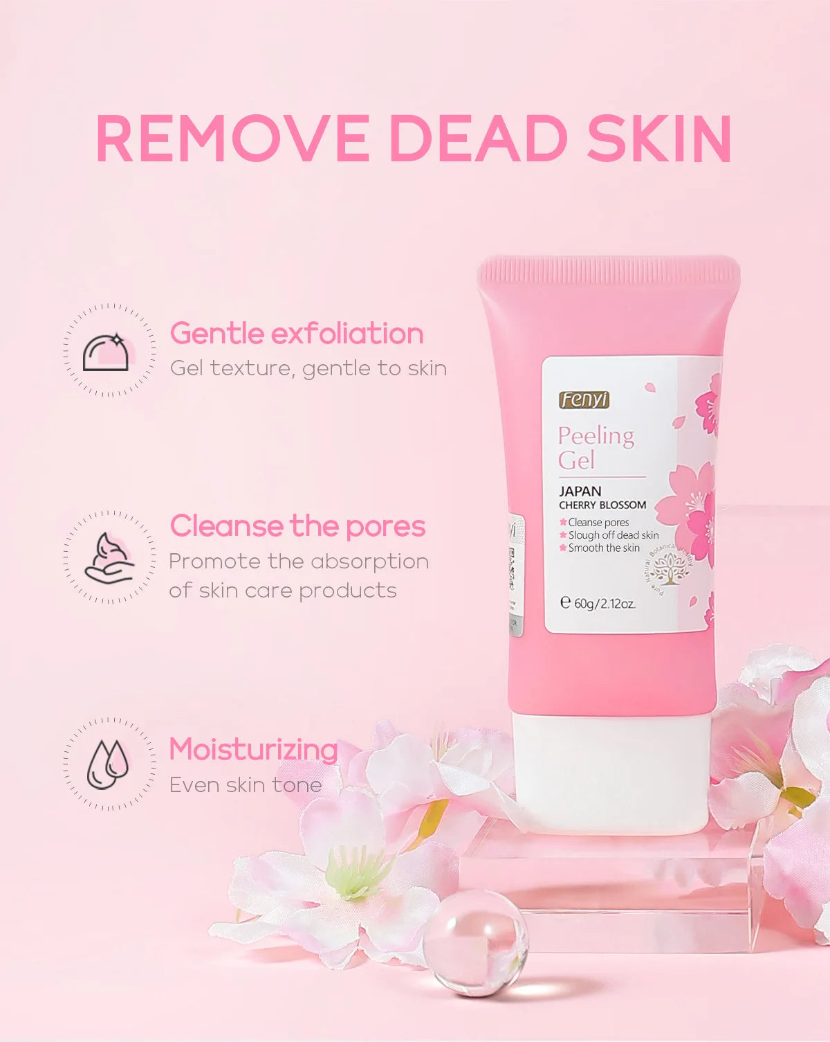Cherry Blossom Peeling Gel – 60g Facial Exfoliator & Moisturizing Cleanser