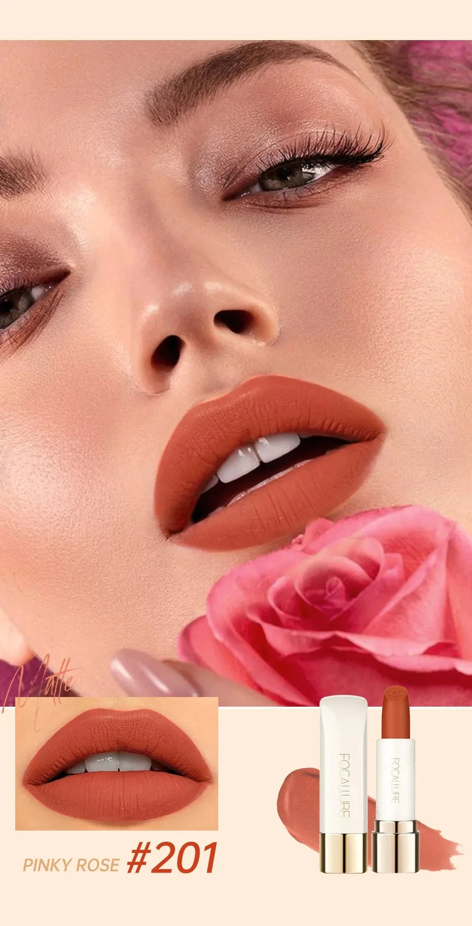 FOCALLURE 16 Shades Matte Lipstick Set – Waterproof, High-Pigment, Natural Finish: