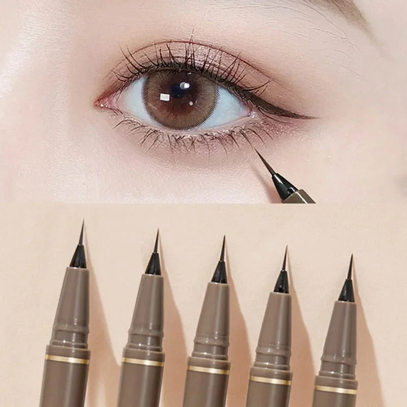 Ultra-Thin Eyeliner Pen – Black/Brown Waterproof Liner for Lower Lash & Silkworm Eyes