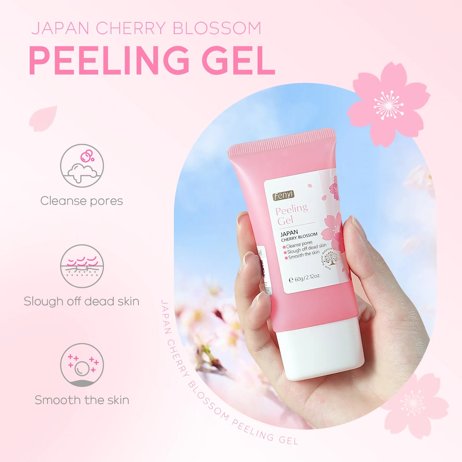 Cherry Blossom Peeling Gel – 60g Facial Exfoliator & Moisturizing Cleanser