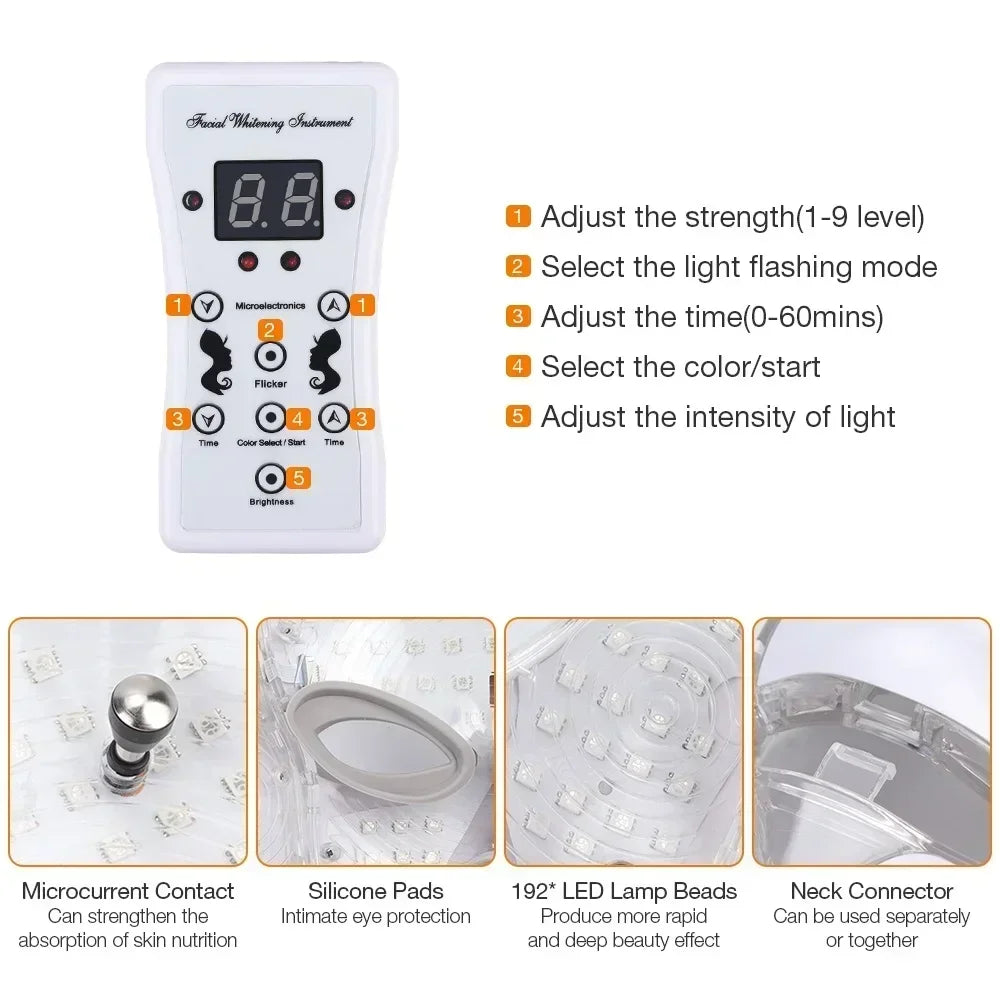 Foreverlily 7-Color LED Facial & Neck Mask – Skin Rejuvenation & Acne Therapy