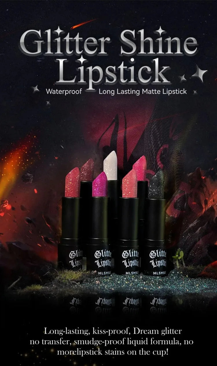 7-Color Diamond Matte Lipstick – Waterproof Glitter Lip Tint Balm