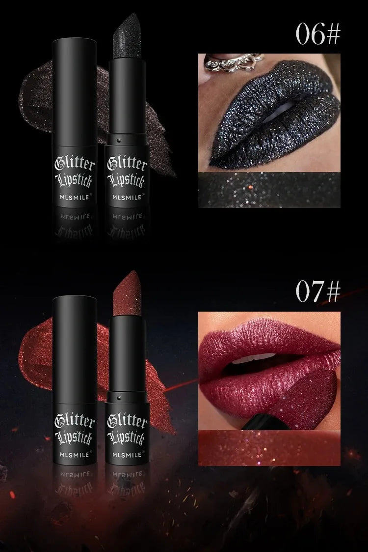 7-Color Diamond Matte Lipstick – Waterproof Glitter Lip Tint Balm