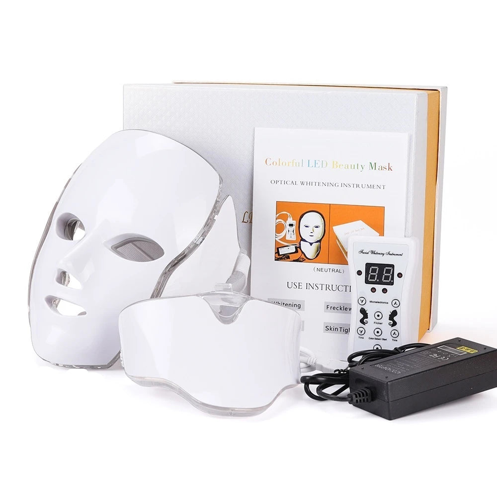 Foreverlily 7-Color LED Facial & Neck Mask – Skin Rejuvenation & Acne Therapy