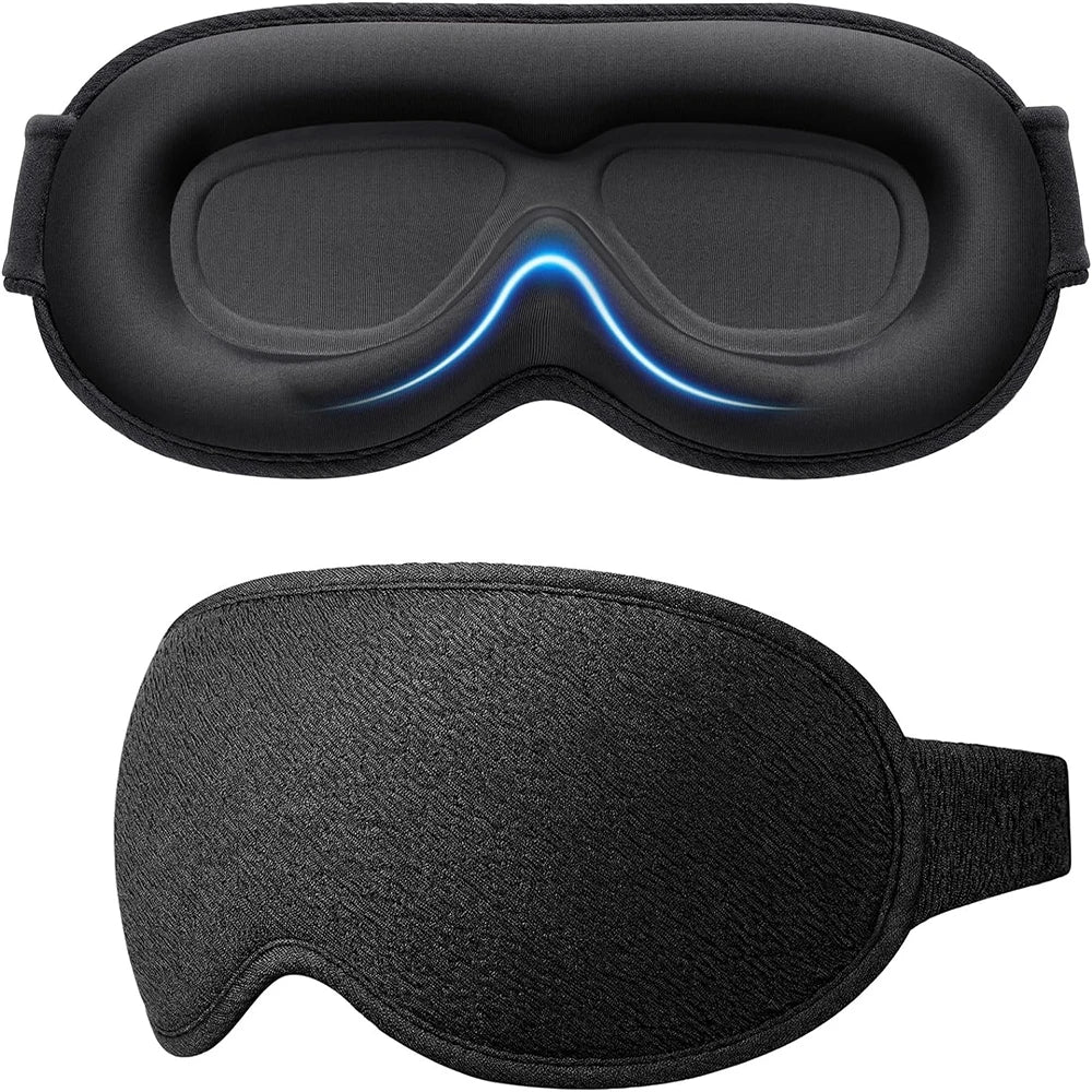 3D Contoured Sleep Mask – 100% Light-Blocking Eye Mask for Travel & Rest