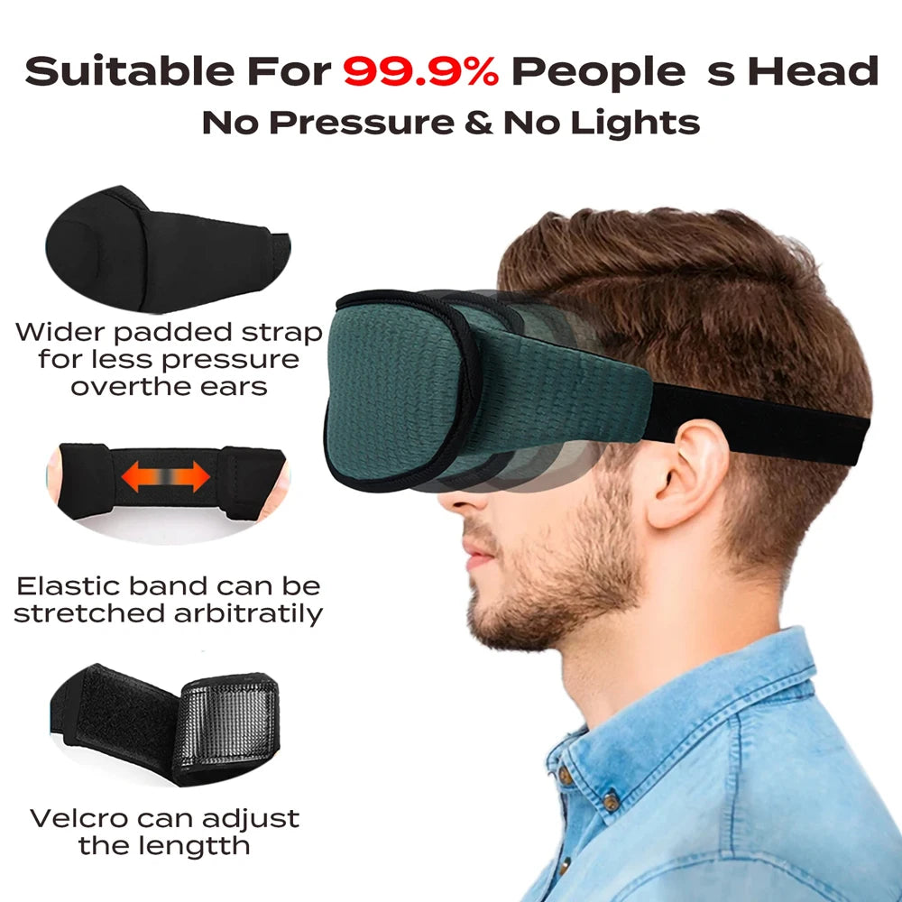 3D Contoured Sleep Mask – 100% Light-Blocking Eye Mask for Travel & Rest