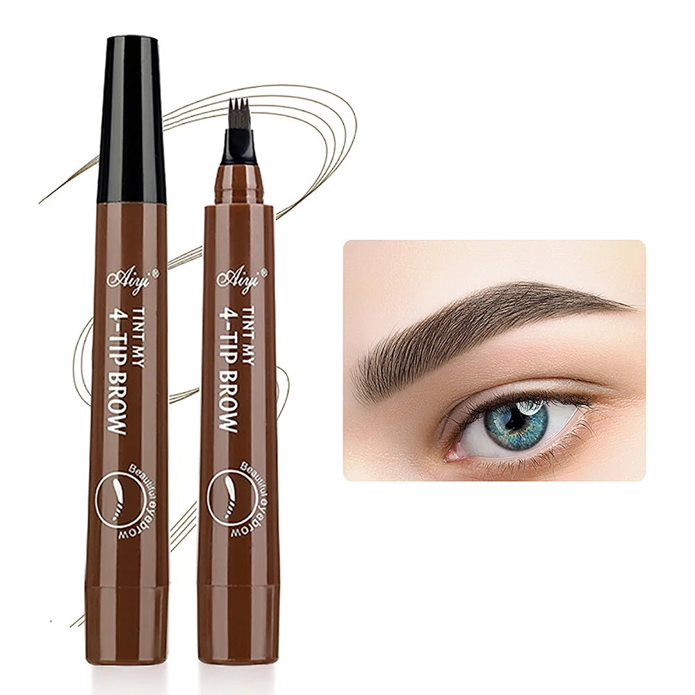 Waterproof 4-Tip Microblading Eyebrow Pencil – Natural Brow Makeup (5 Colors)