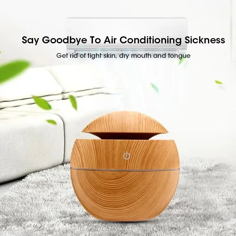 Mini Woodgrain USB Humidifier – Essential Oil Diffuser & Aromatherapy