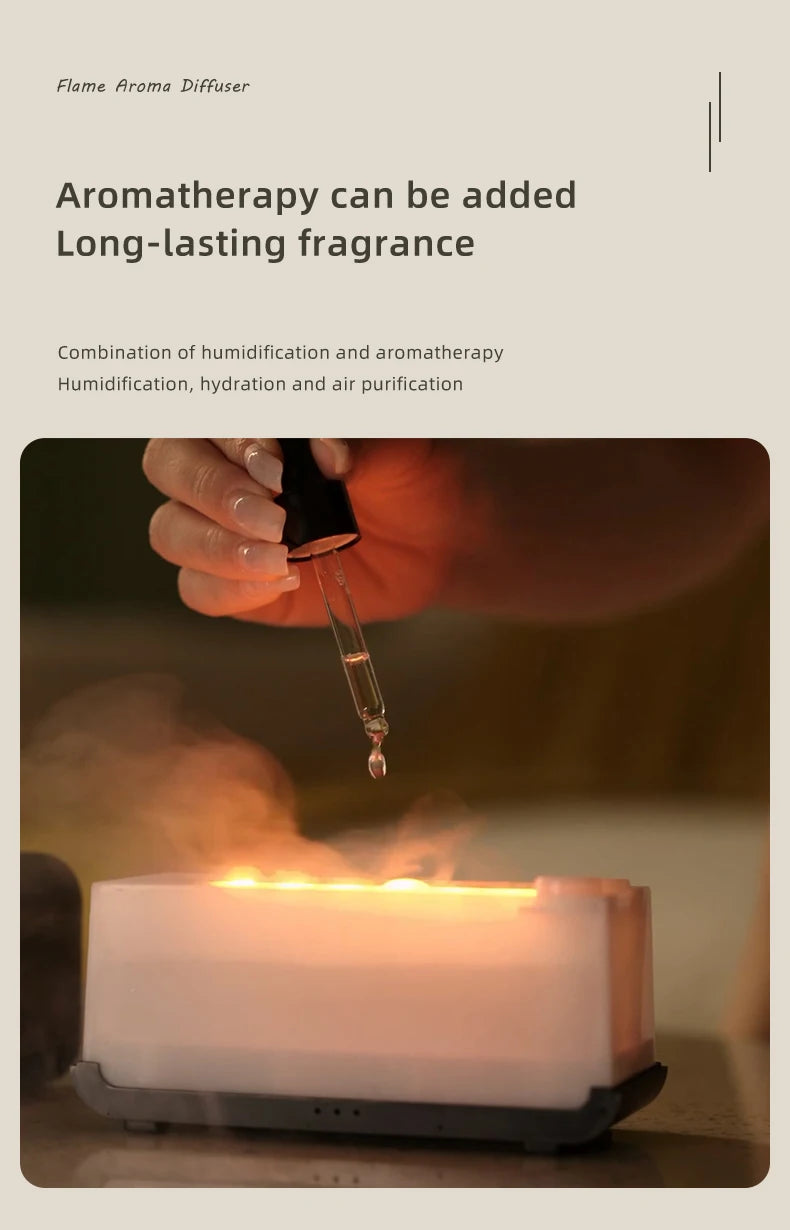 Flame Effect Aromatherapy Diffuser – Mini LED Humidifier with Timer
