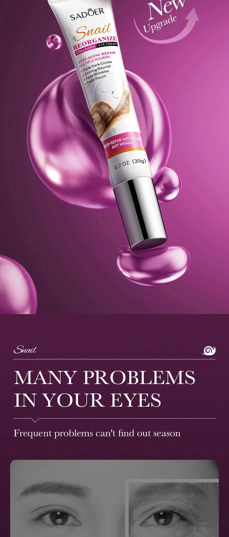 Snail Collagen Eye Cream – Anti-Aging, Dark Circles & Puffiness Care