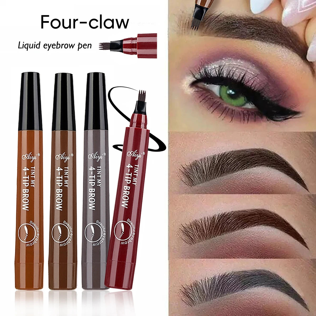 Waterproof 4-Tip Microblading Eyebrow Pencil – Natural Brow Makeup (5 Colors)