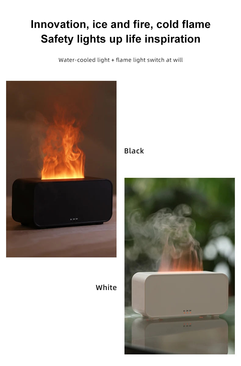 Flame Effect Aromatherapy Diffuser – Mini LED Humidifier with Timer