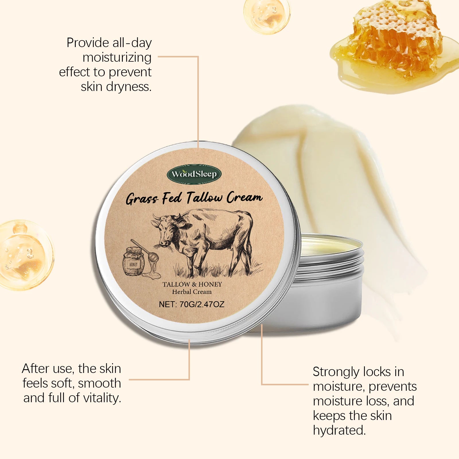 Beef Tallow Balm – Nourishing Moisturizer for Dry & Damaged Skin