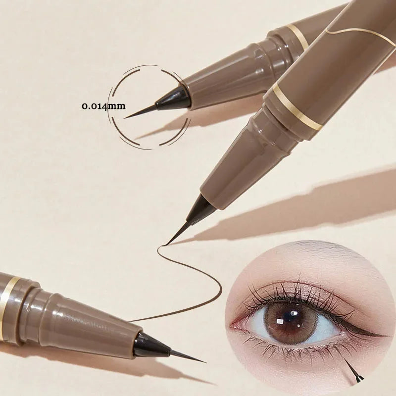 Ultra-Thin Eyeliner Pen – Black/Brown Waterproof Liner for Lower Lash & Silkworm Eyes