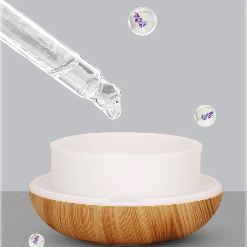 350ML Wood Grain Essential Oil Diffuser – Ultrasonic Humidifier with Remote & 7-Color LED
