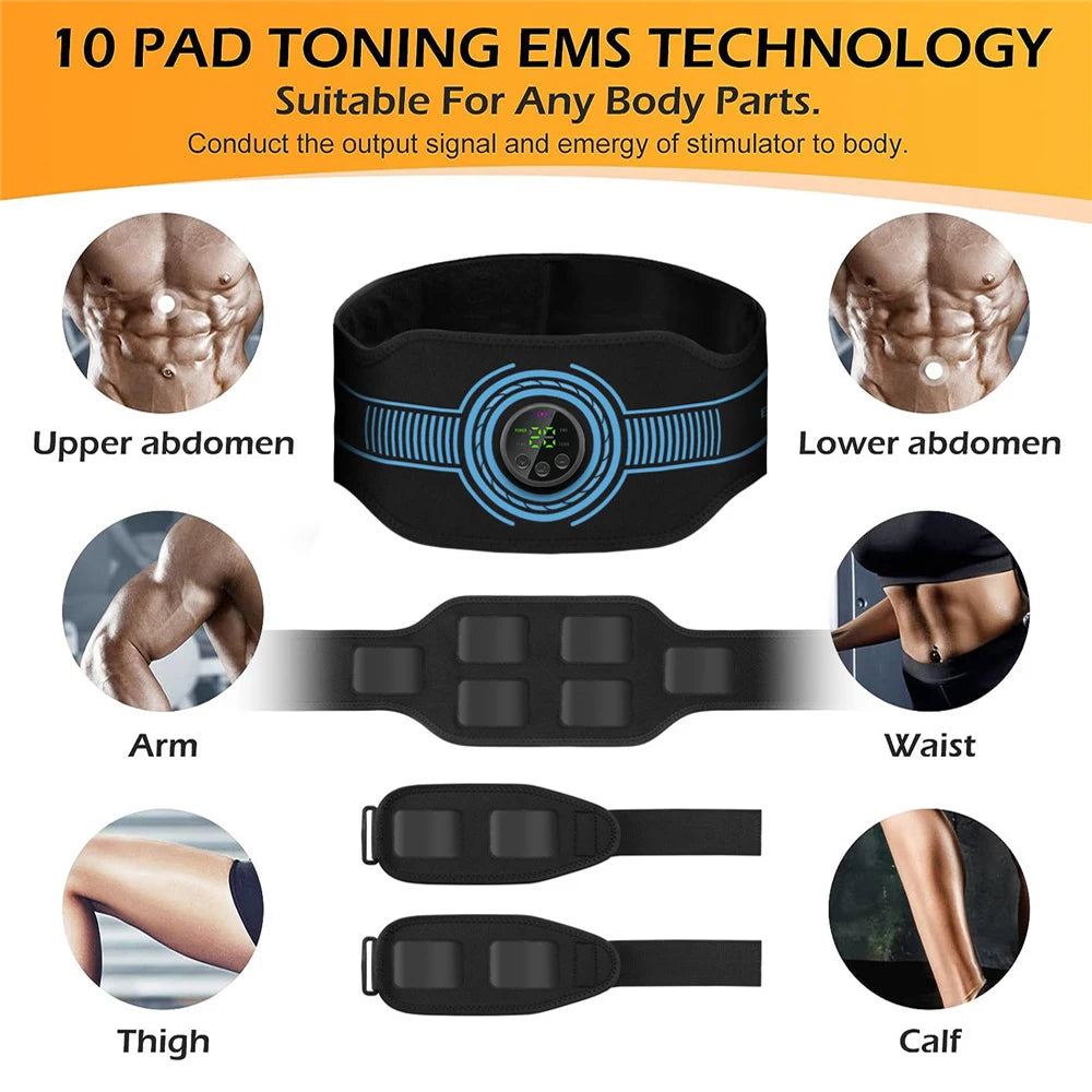 Smart EMS Abdominal Toning Belt – Muscle Stimulator for Waist, Arms & Legs