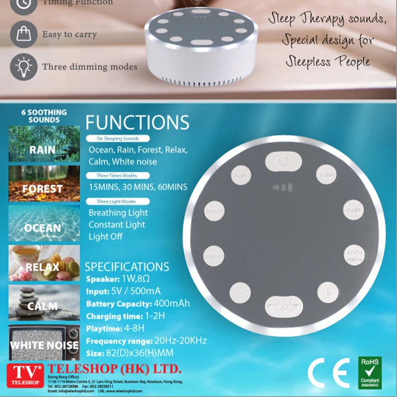 Intelligent White Noise Speaker – Sleep Aid with Ambient Light & Sound Control