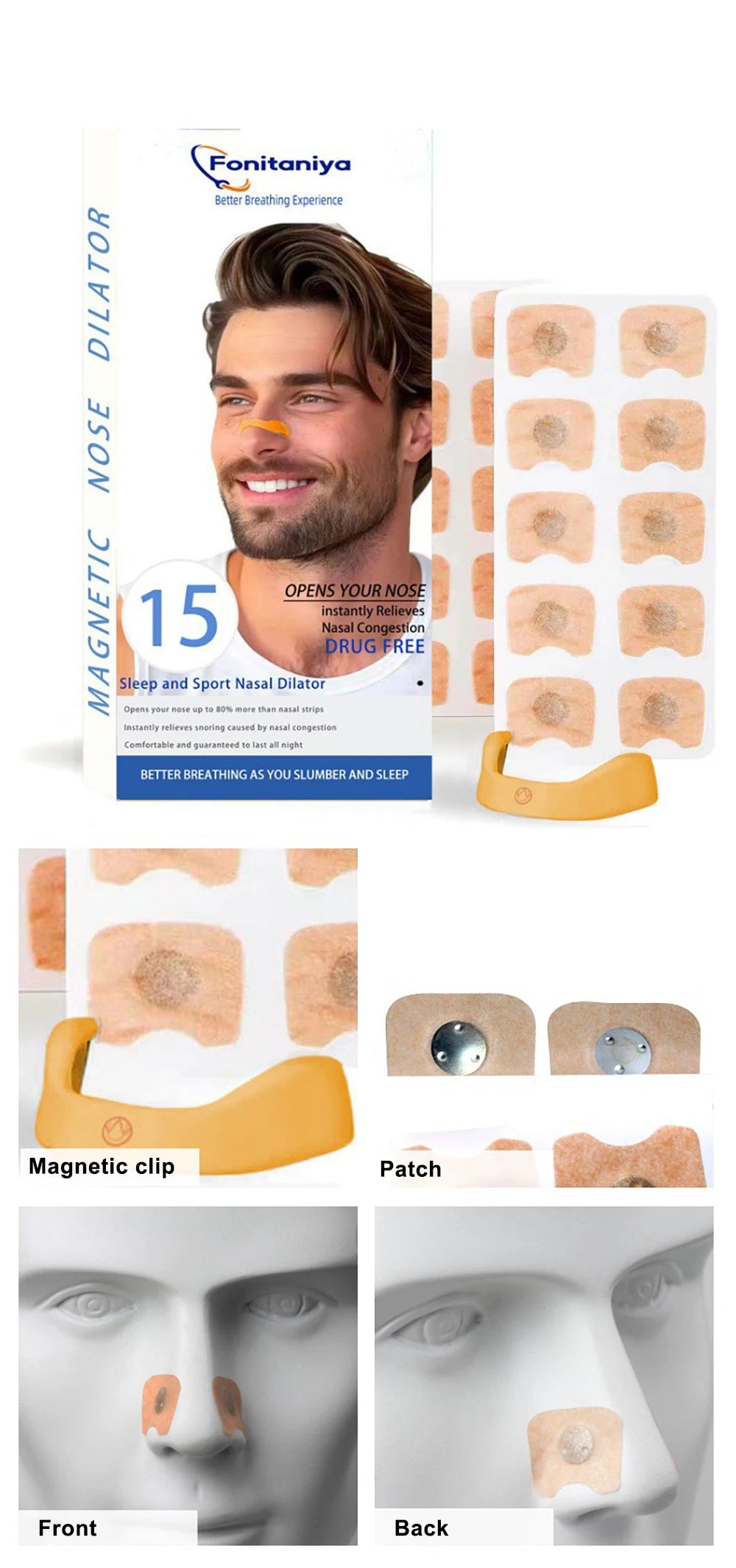 Sport Nasal Dilator Kit – Magnetic Nose Strips to Improve Breathing & Reduce Snoring