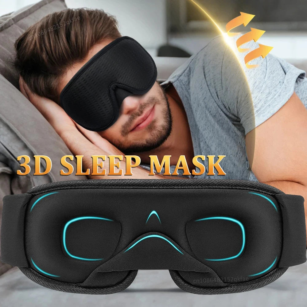 3D Contoured Sleep Mask – 100% Light-Blocking Eye Mask for Travel & Rest