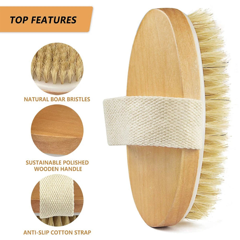 Exfoliating Wooden Body Brush with Natural Bristles