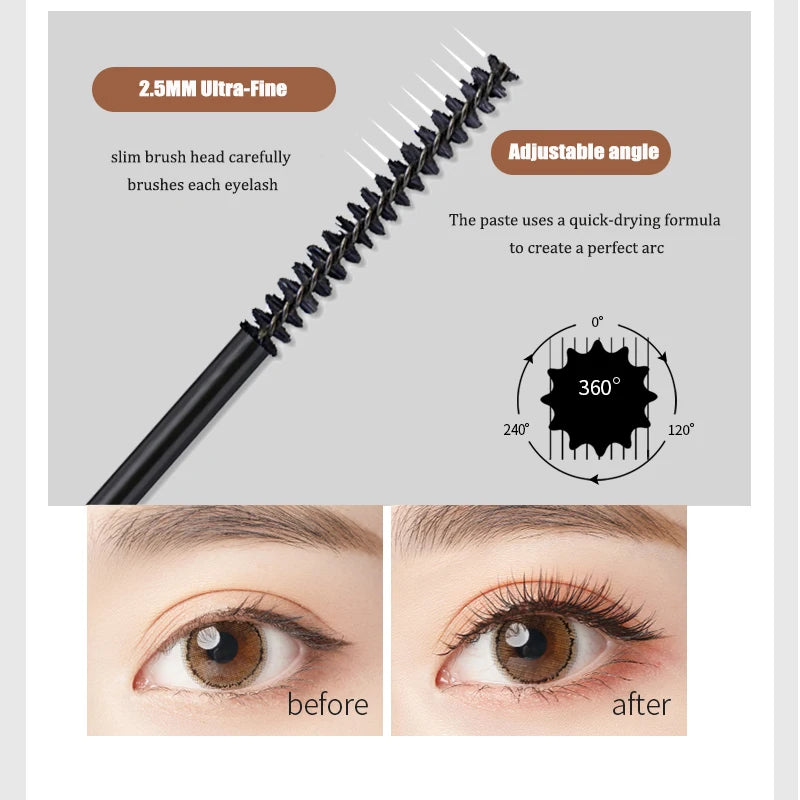 Silk Fiber Matte Mascara – Waterproof, Curling & Lengthening with Ultra-Fine Brush