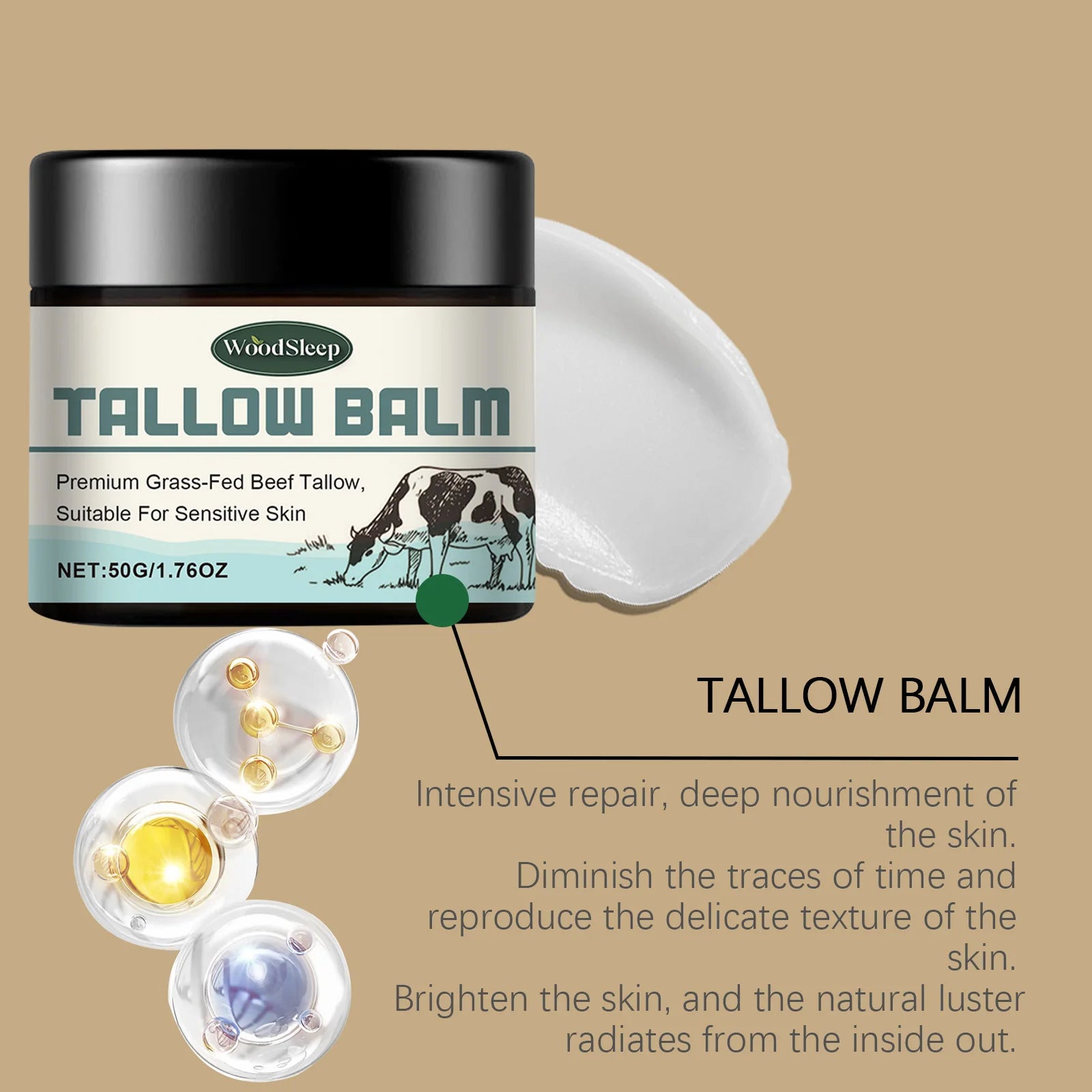 Beef Tallow Balm – Nourishing Moisturizer for Dry & Damaged Skin