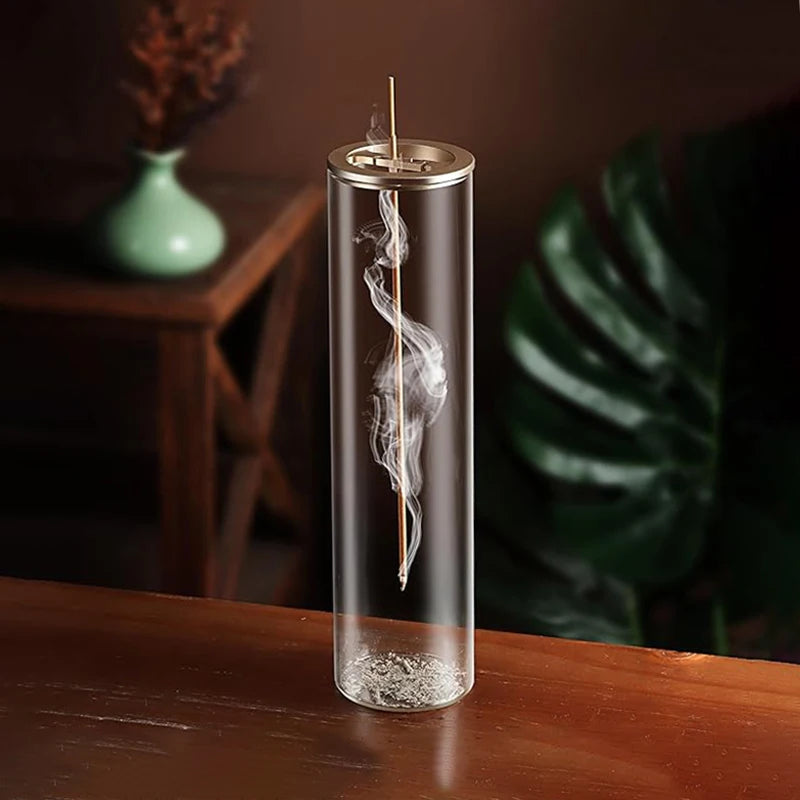 Modern Glass Incense Burner with Removable Ash Catcher