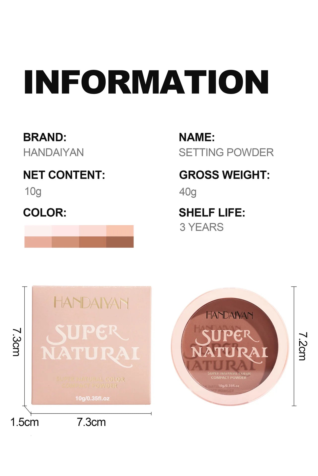8 Color Matte Face Pressed Powder – 24 Hours Oil Control, Natural Setting Powder Foundation: