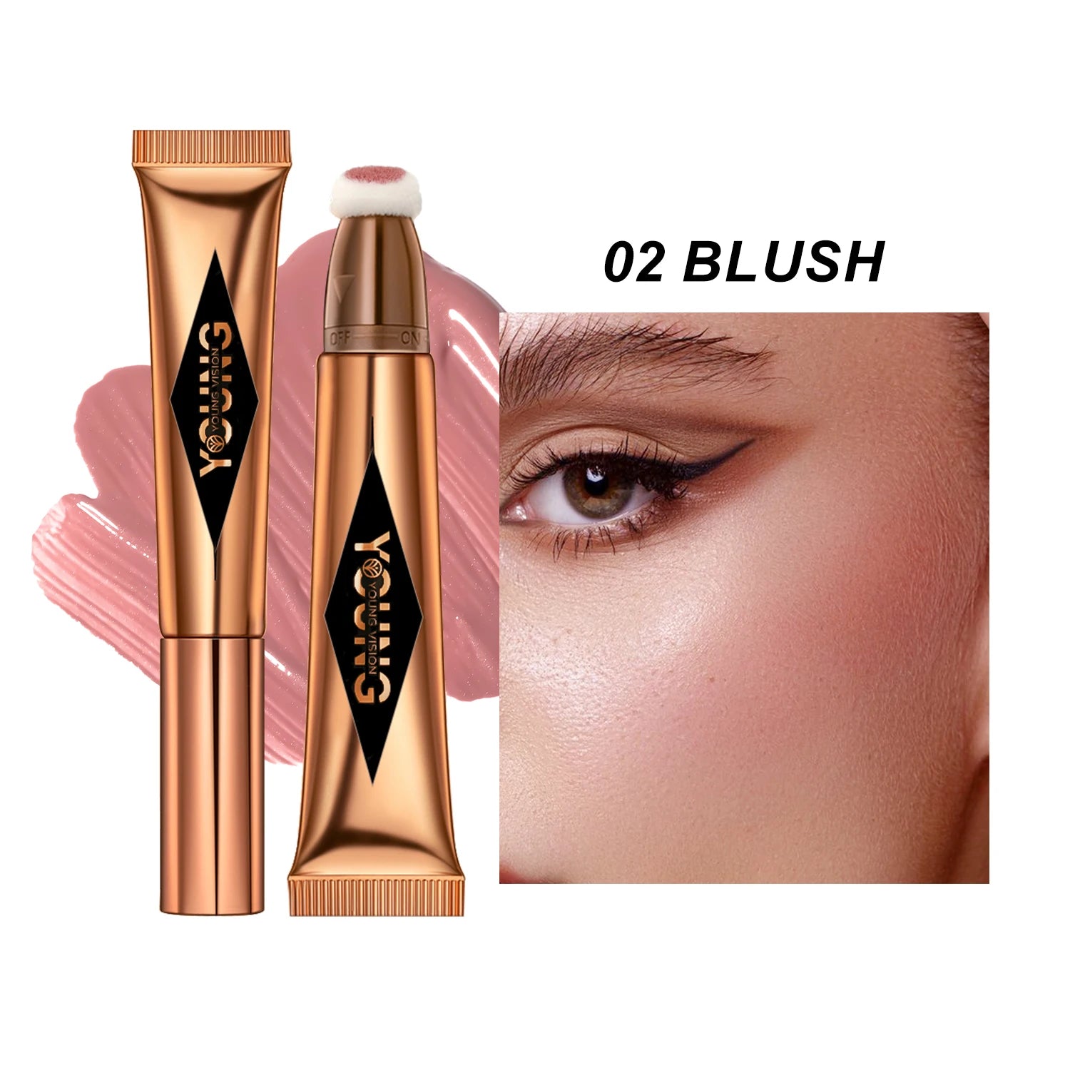 YOUNG VISION Air Cushion Blusher – 6-Color Liquid High Gloss Rouge Stick