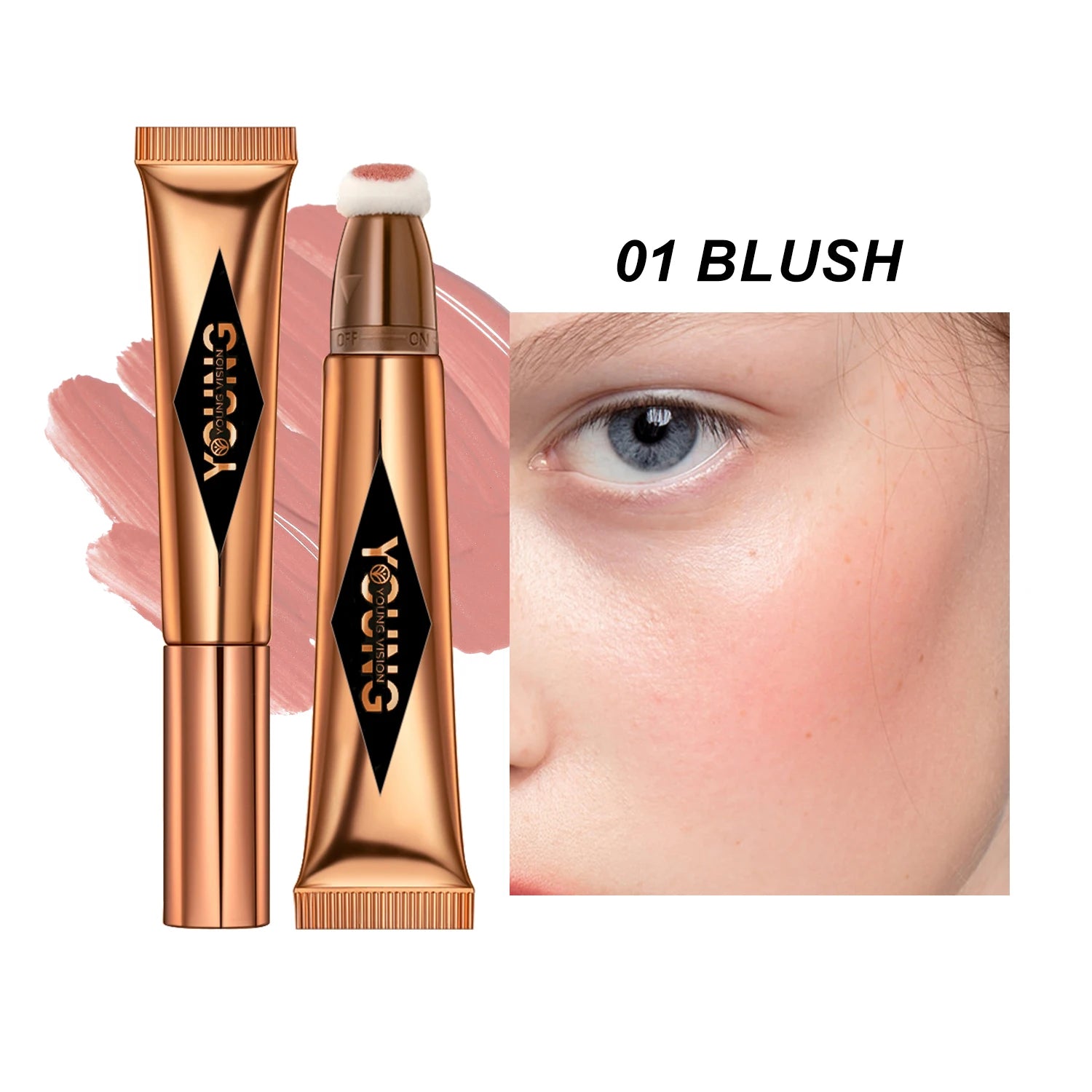 YOUNG VISION Air Cushion Blusher – 6-Color Liquid High Gloss Rouge Stick