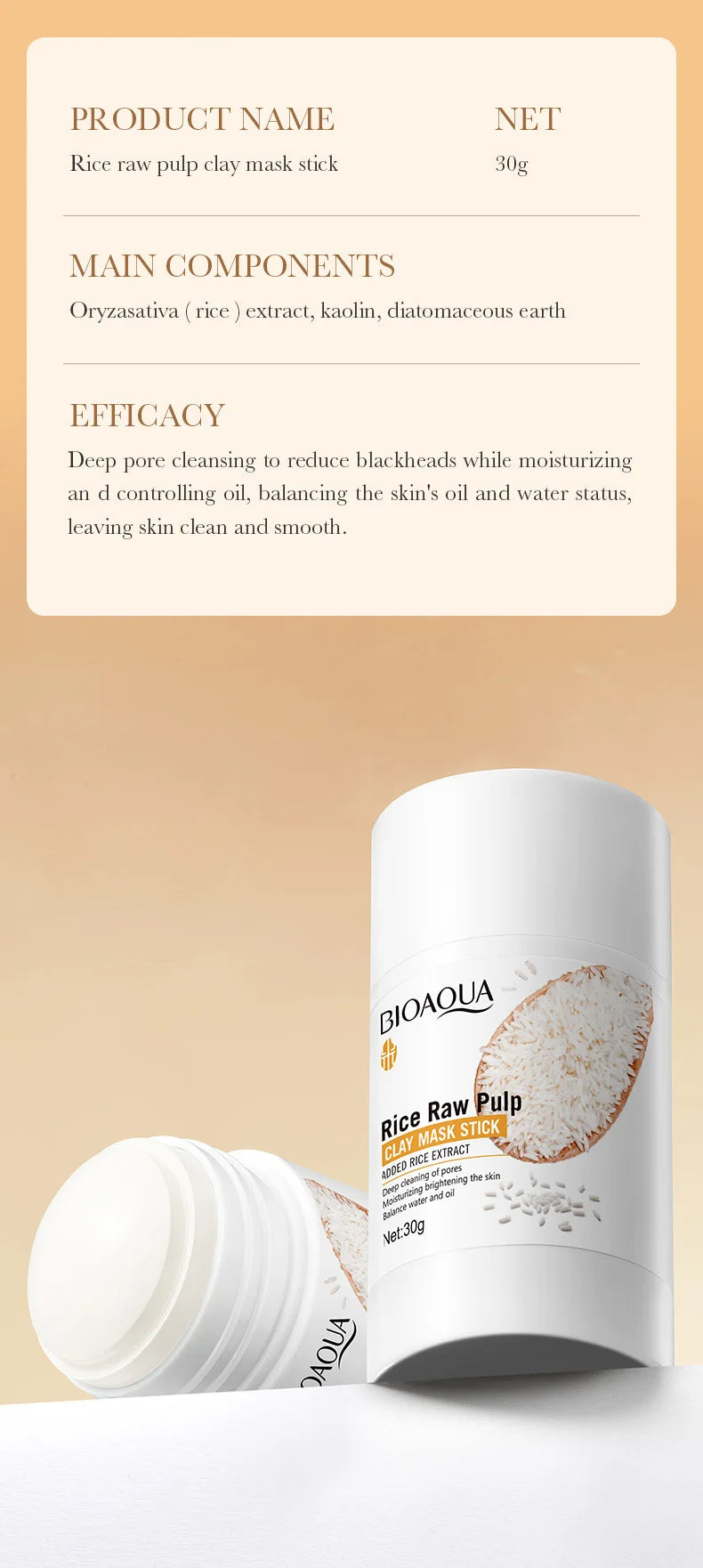 BIOAQUA White Rice Face Mask Stick – Moisturizing & Blackhead Removal