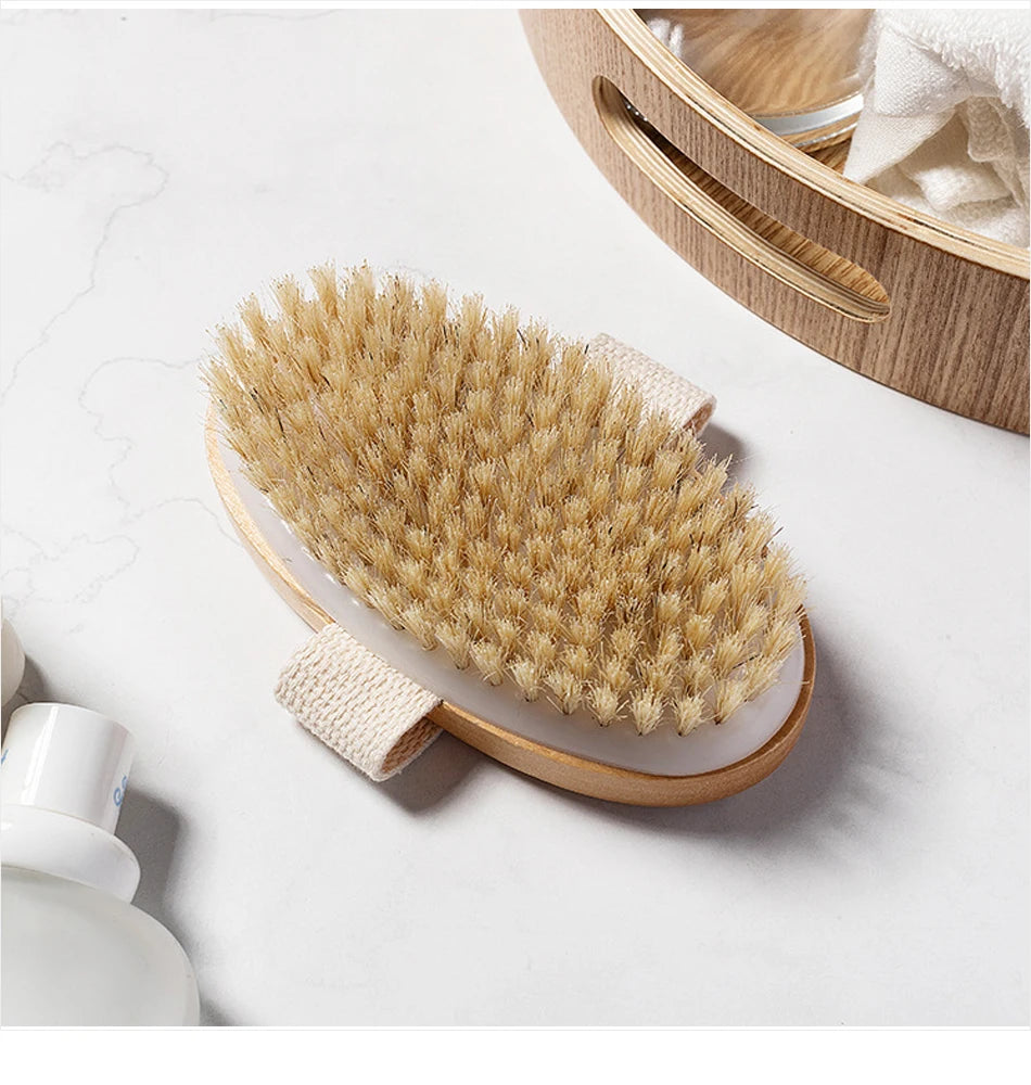 Exfoliating Wooden Body Brush with Natural Bristles