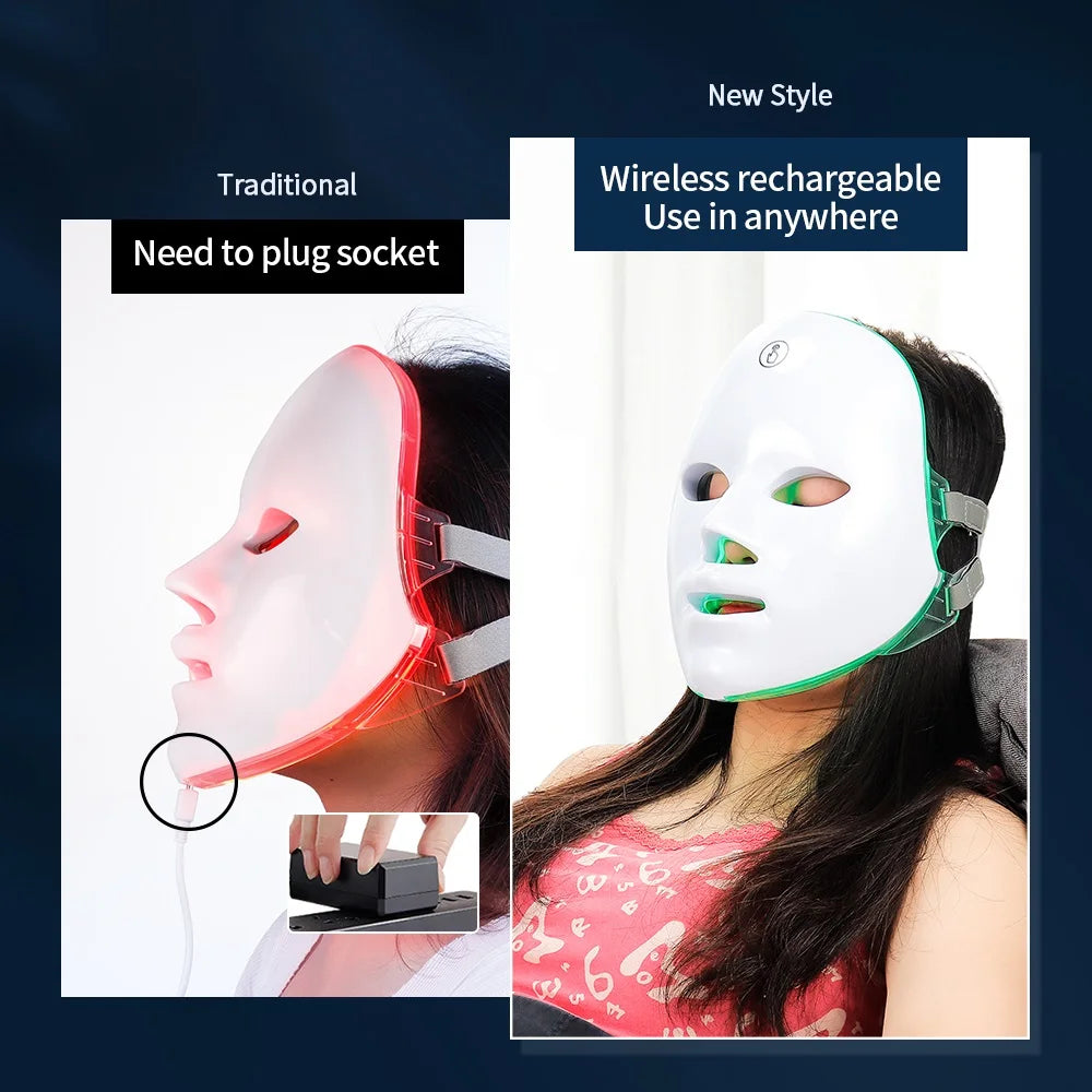 Rechargeable 7-Color LED Facial Mask – Skin Rejuvenation & Acne Treatment