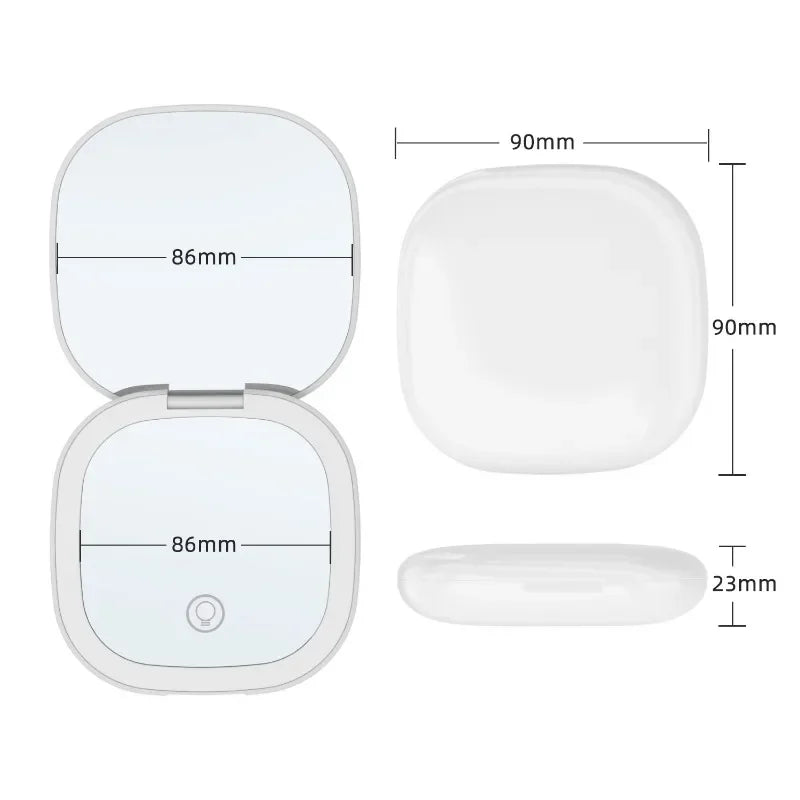 Mini LED Folding Makeup Mirror – Compact Vanity Gift with 2X Magnification