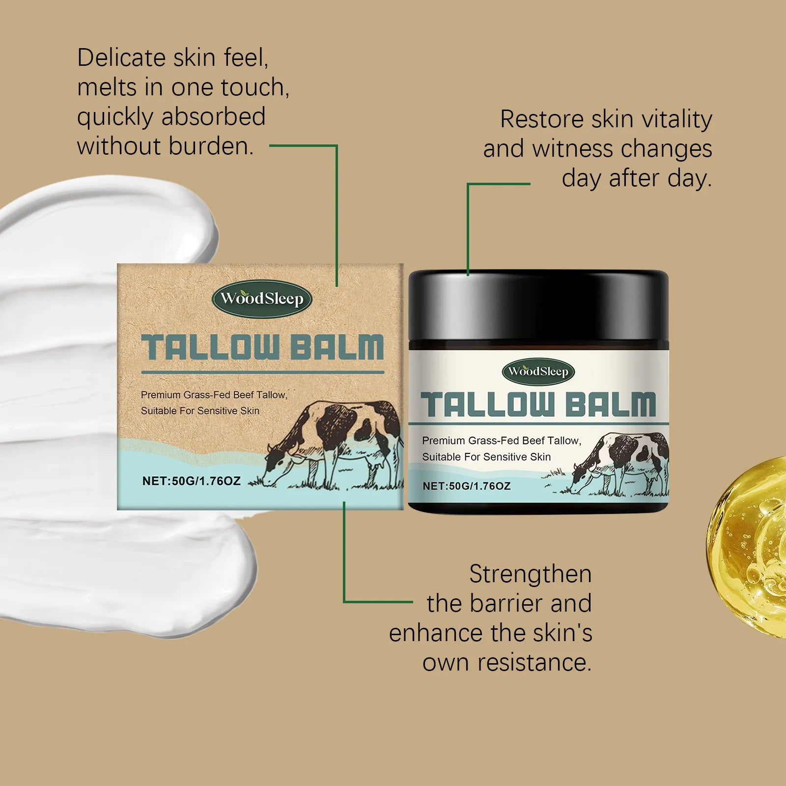 Beef Tallow Balm – Nourishing Moisturizer for Dry & Damaged Skin
