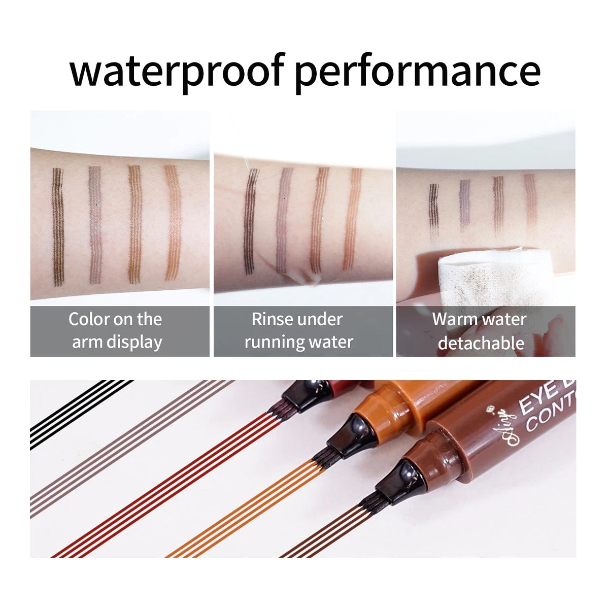 Waterproof 4-Tip Microblading Eyebrow Pencil – Natural Brow Makeup (5 Colors)