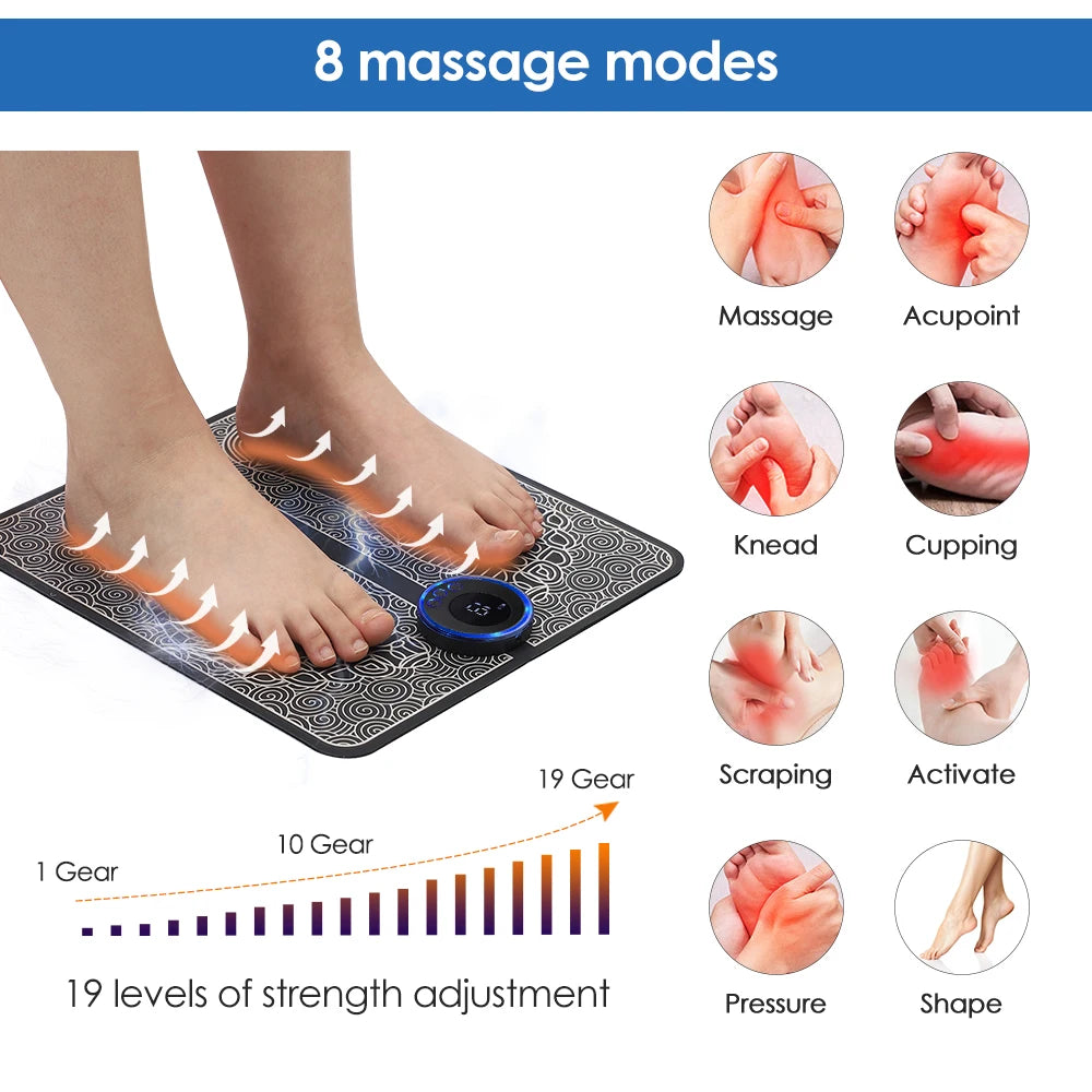 TENS Foot Massager Pad – EMS Pulse & Detox Therapy for Legs & Feet