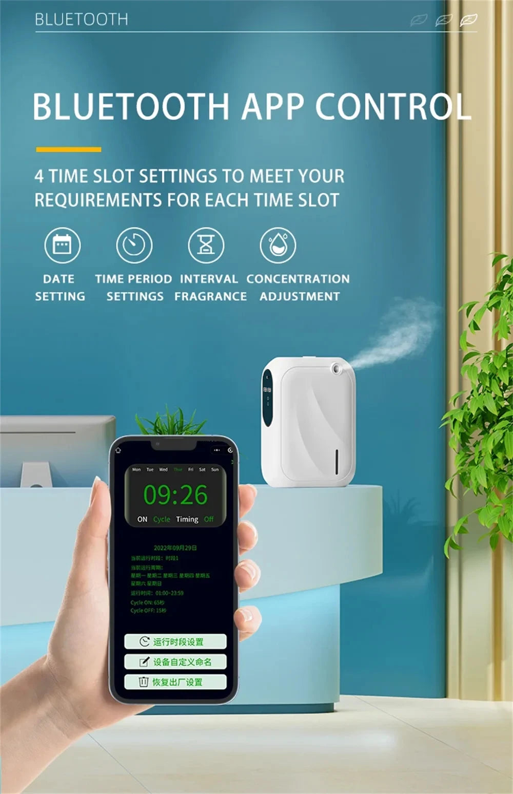 Bluetooth Aroma Diffuser – Wall-Mounted Essential Oil Scent Machine