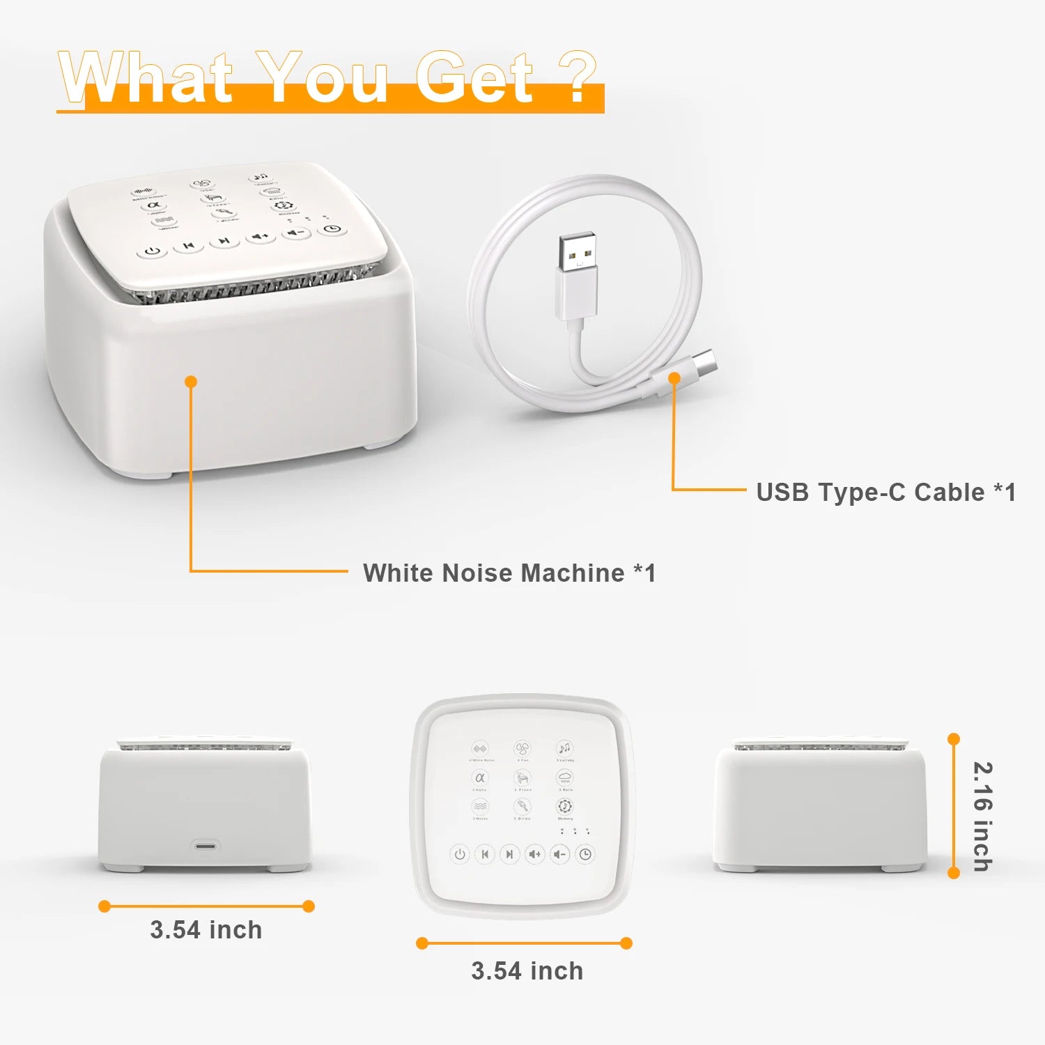 White Noise Machine – 30 Soothing Sounds & Warm Light with 30-Hour Battery